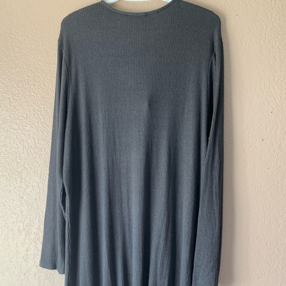 Indigo Thread Made In Italy Gray Ribbed Split Front Cozy Chic Maxi Dress Size 2X - Picture 5 of 8